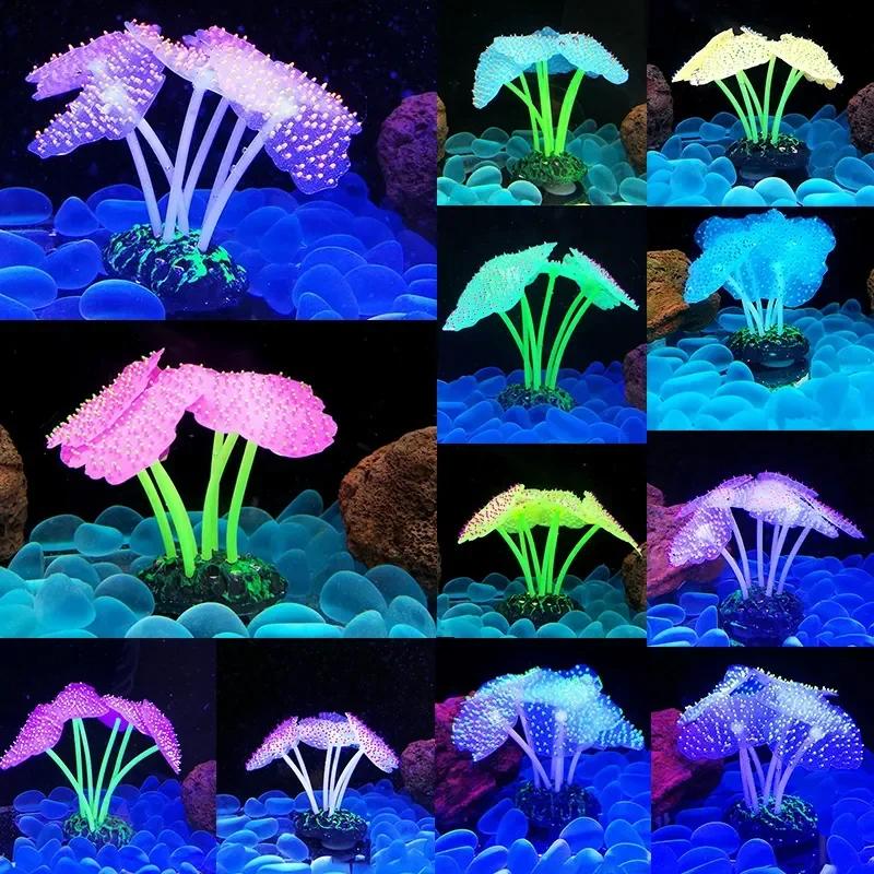 Aquarium Accessories Anemone Weed Fish  Accessories Plastic Decorate Decoration Simulate Artificial Glowing Plants Aquatic