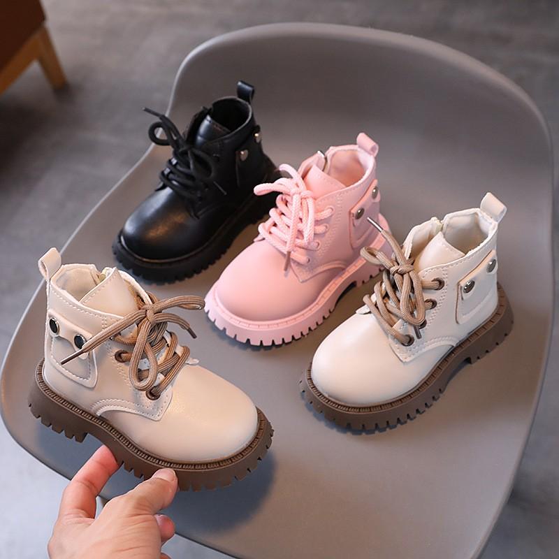 Kids Winter Martin Boots Boys Girls Warm Thick Sole Toddler Child Short Side Zipper Rubber