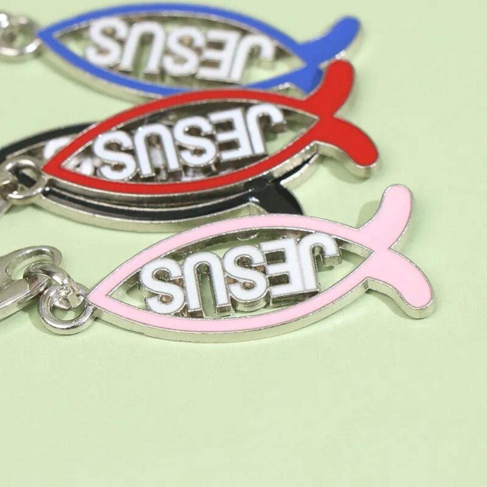 Religious Jesus Charm Pendant Zinc Zinc Alloy Christian Car Keychain Fish Shape Keychain Chapel Decor