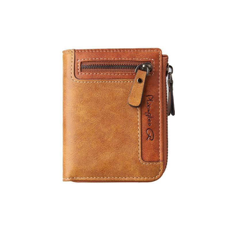 Мужской высококачественный кожаный кошелек на молнии с держателем для удостоверения личности и кошельком для монет