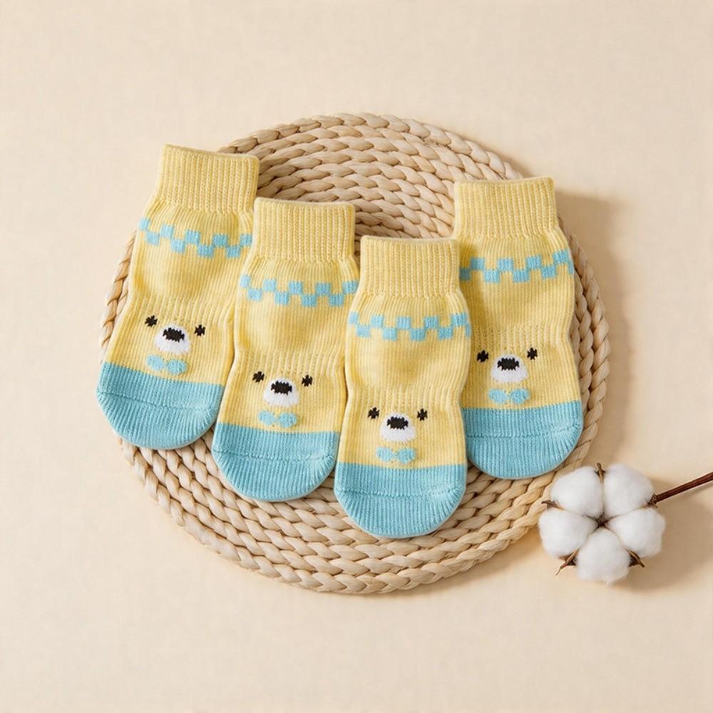 4PCS Cartoon Print Pet Paw Protectors Cotton Pet Socks New Dog Socks  Indoor Use