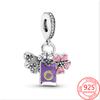 S925 стерлингового серебра фиолетовая маргаритка муранское бисер ночное небо звезда подвеска подходит модный браслет своими руками роскошные серебряные украшения для девочек