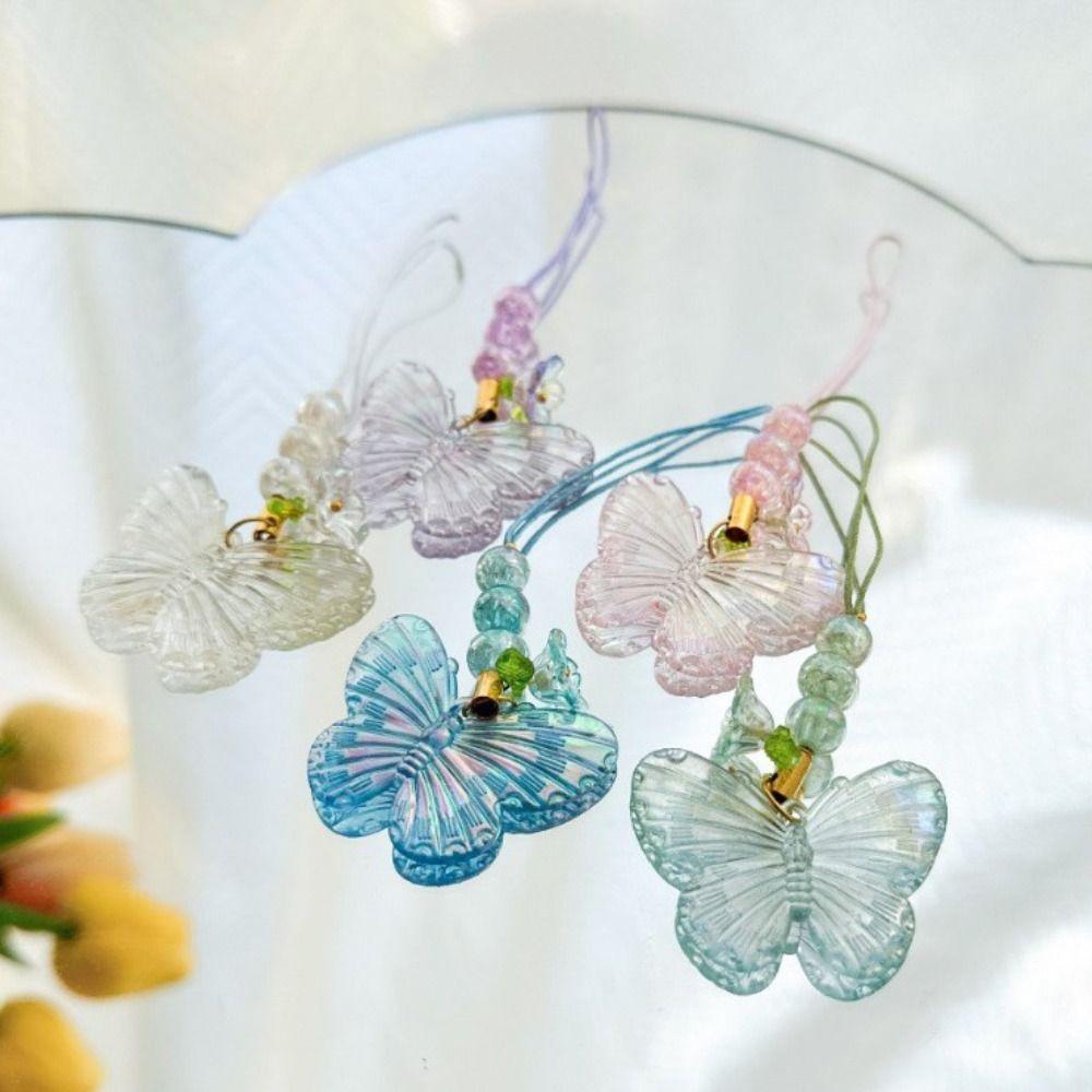 Short Butterfly Y2K Mobile Phone Charm Strap Butterfly Star Cross Pendant Female Lady Girl