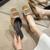 Summer Crystal Low Heel Mules Shoes Women 2024 New Heeled Slippers Women Sandals Korean Sexy Elegant Shoes