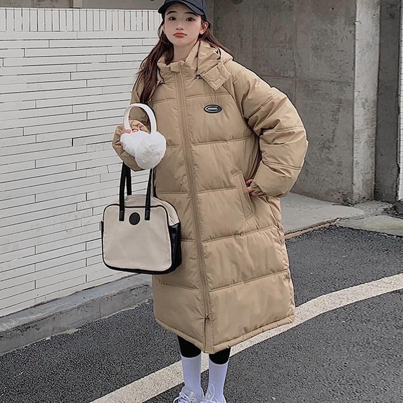 Женская хлопковая куртка-пуховик средней длины выше колена, ветровка, новая свободная зимняя куртка из хлопка для женщин, популярная утолщенная хлопковая куртка