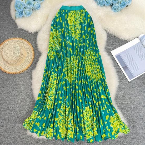 Длинная юбка в ретро-стиле, на резинке, с высокой талией, с принтом бабочек, плиссированная, с широким подолом, из дышащей ткани, для повседневной носки