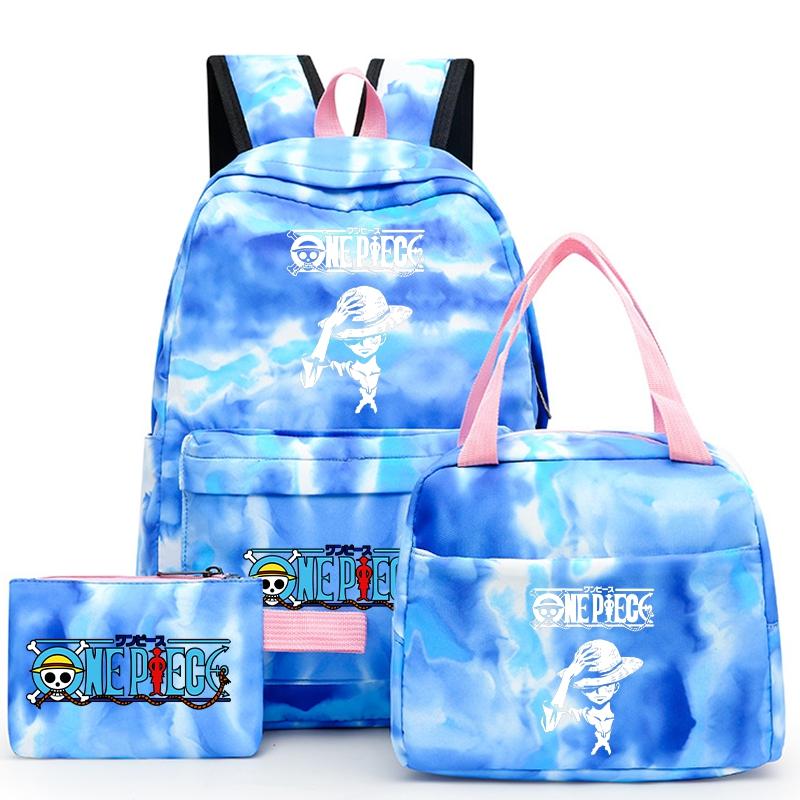 Цельный рюкзак в стиле аниме, 3 шт./компл., рюкзак Back To Schoobag с сумкой для обеда для девочек и мальчиков, студенческая сумка для книг, мужская и женская дорожная сумка Mochila