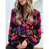 New Fashion Printed V-neck Loose Casual Blouse Women Tops Lantern Sleeve Vintage Elegant Shirt for Women Autumn Simple Office Female Shirts 24682