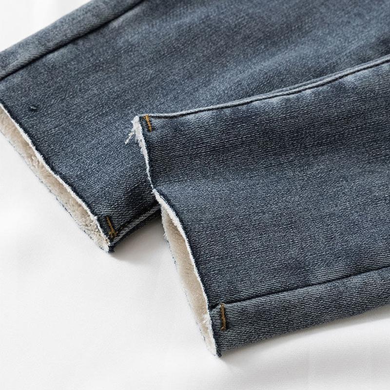 Зимние толстые бархатные женские джинсы скинни с высокой талией, простые флисовые теплые облегающие эластичные женские повседневные джинсовые брюки-карандаш