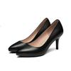 Source Factory 2025 Spring Women's Shoes High Heels Pointed Leather Business Shallow Mouth Single Shoes Comfortable and Versatile Work Shoes