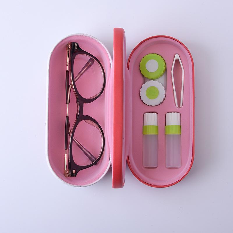Handmade Chinese Style Double Layer Eyeglass and Contact Lens Case with Cute Digital Print