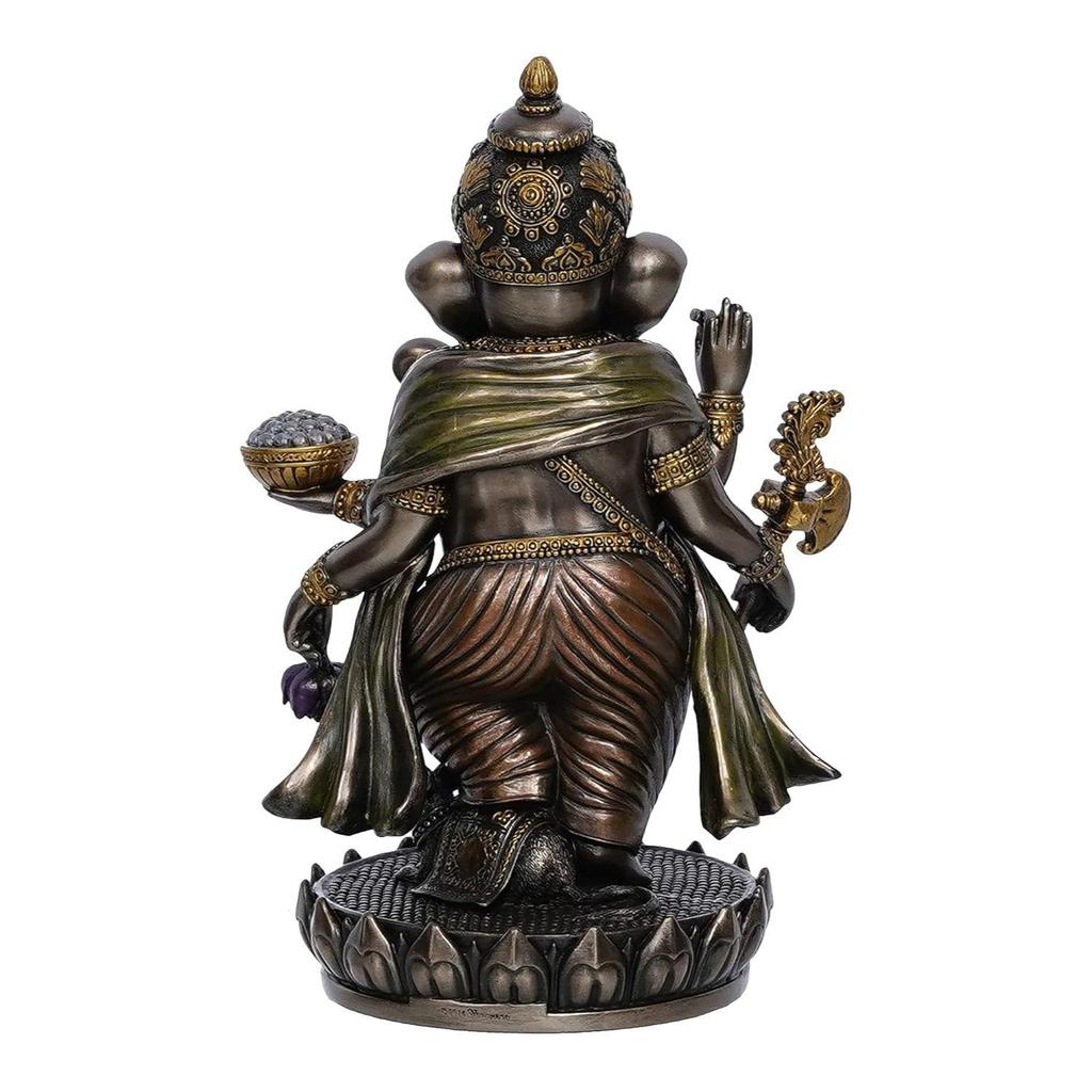 Изготовленная вручную из полирезины и бронзы Чатурбхудж, идол Господа Ганеши, стоящий на цветке лотоса, декоративная статуя Бога для дома, офиса, прихожих, духовных пространств