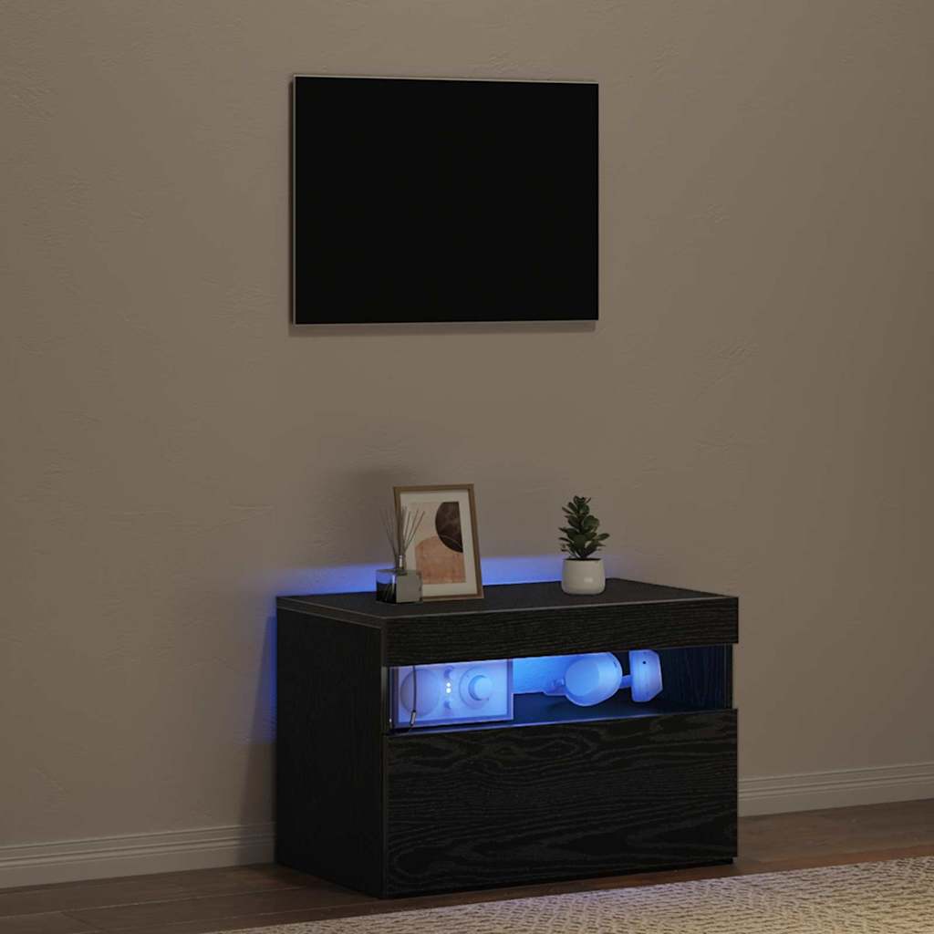 TV Cabinet in Black Oak Look 60 x 35 x 40 cm Engineered Wood