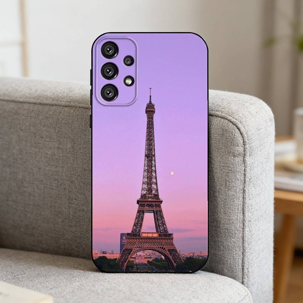 E-Eiffel T-Tower Phone Case For Samsung S25,S24,S21,S22,S23,S30,Ultra,S20,Plus,Fe,Note,10,9,5G Black Cover