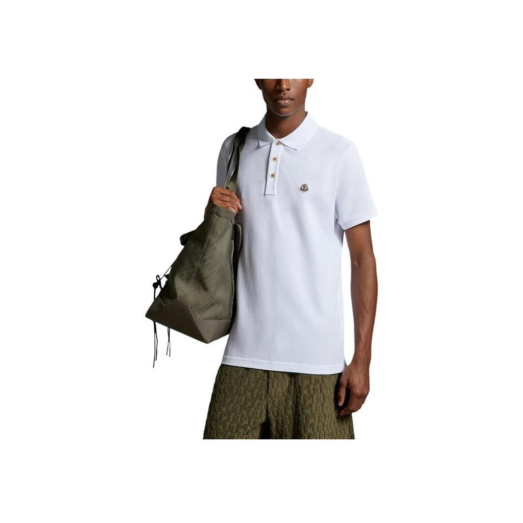 Moncler SS25 Logo Patch Short Sleeve Polo Shirt Men tops Optical-White K1-091-8A00030-84556-001