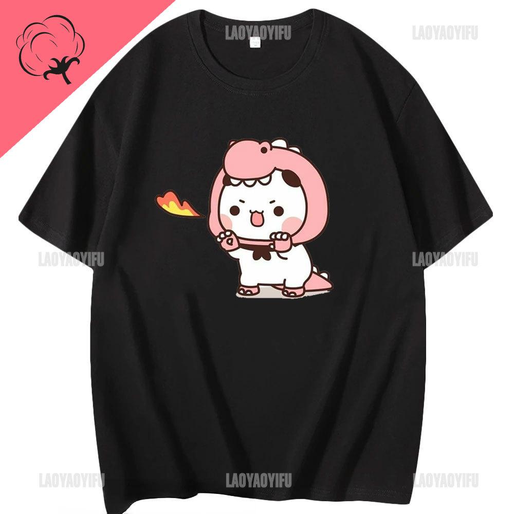 Футболка Kawaii Bubu Dudu для девочек с рисунком панды, футболка унисекс, летняя повседневная футболка унисекс, женская хлопковая футболка унисекс