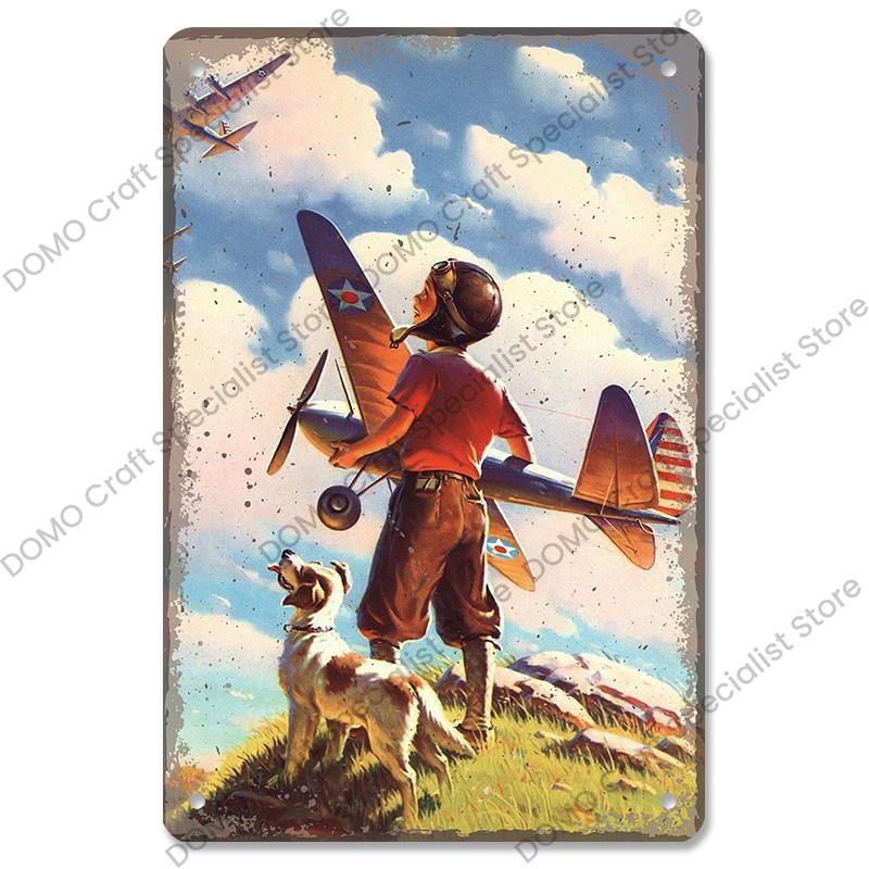 Винтажные авиационные таблички Металлическая пластина Топ ВВС Реактивные асы Истребитель Ретро Металлические жестяные знаки Клуб Мужская пещера Домашний настенный декор