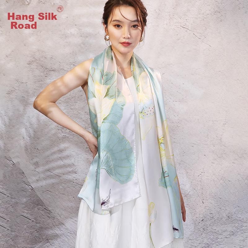 Hangsilu Silk Scarf for Women, Chinese Style Long Scarf, Mulberry Silk Shawl, Birthday And Mother's Day Gift, Holiday Present for Mom And Elders