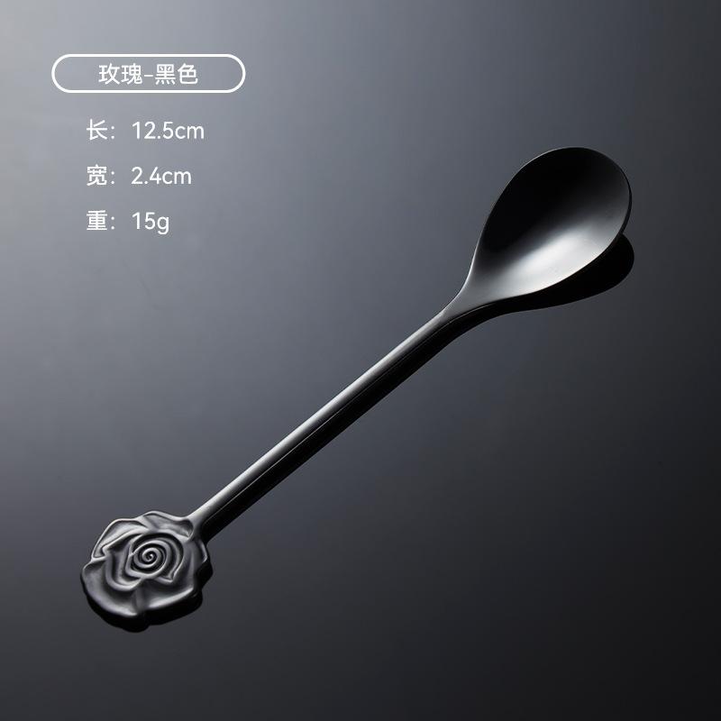 HANYANG304 Совок для кофе из нержавеющей стали в форме цветка, титановый, позолоченный, красочный