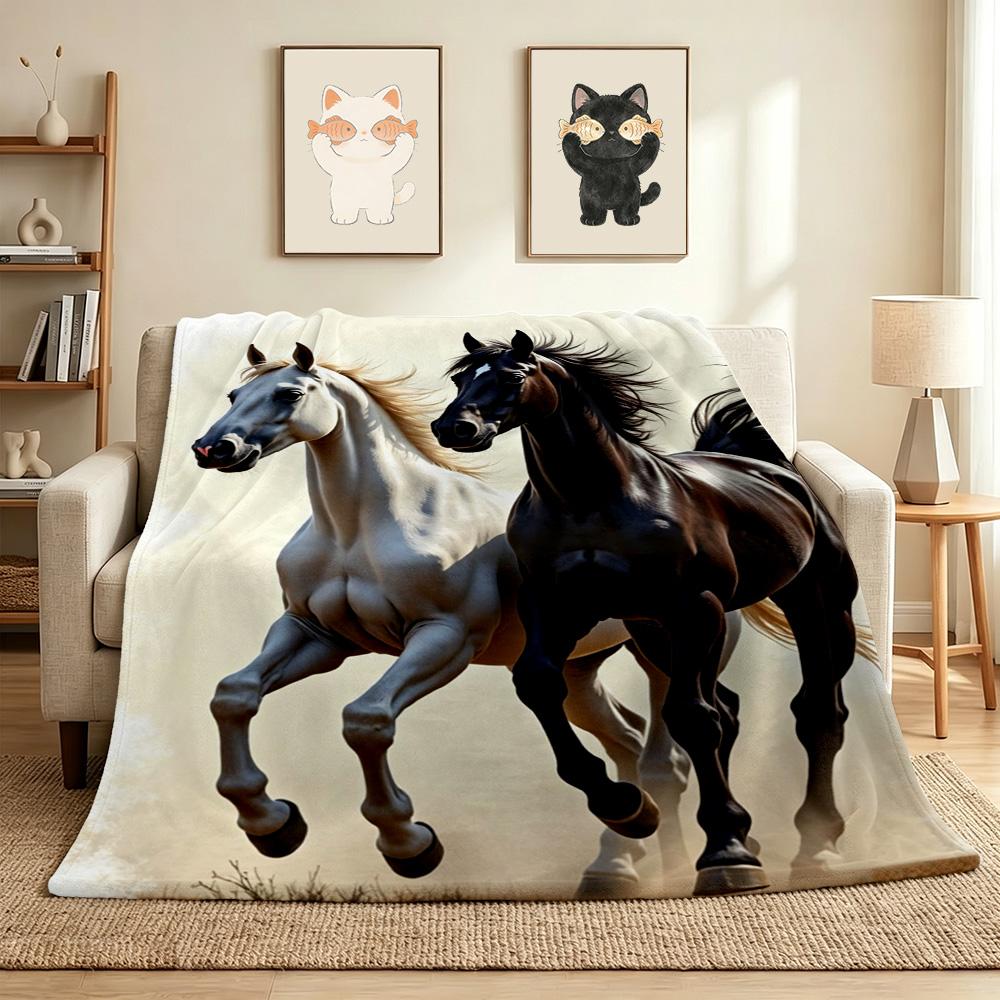 Horse Race Flannel Blanket Throw Blanket Soft Warm Sofa Bed Camping home Decor Unique Christmas Gift C9261546