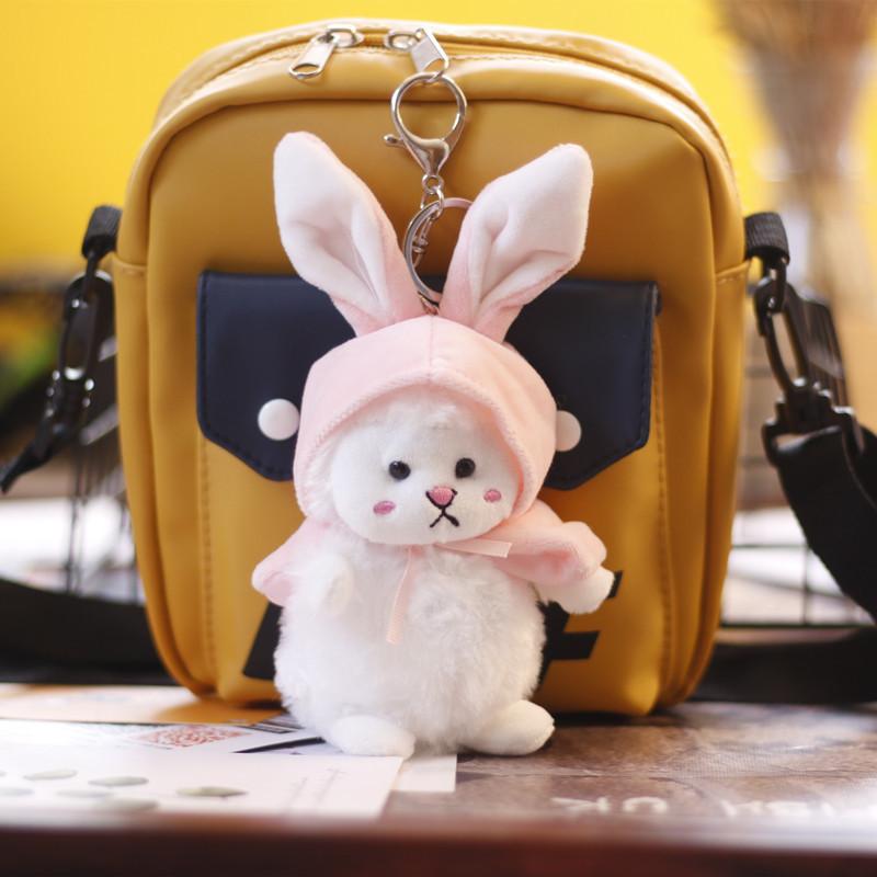 Cute Trendy Little Lamb Plush Toy Soft White Sheep Bag Charm Keychain Kids Doll