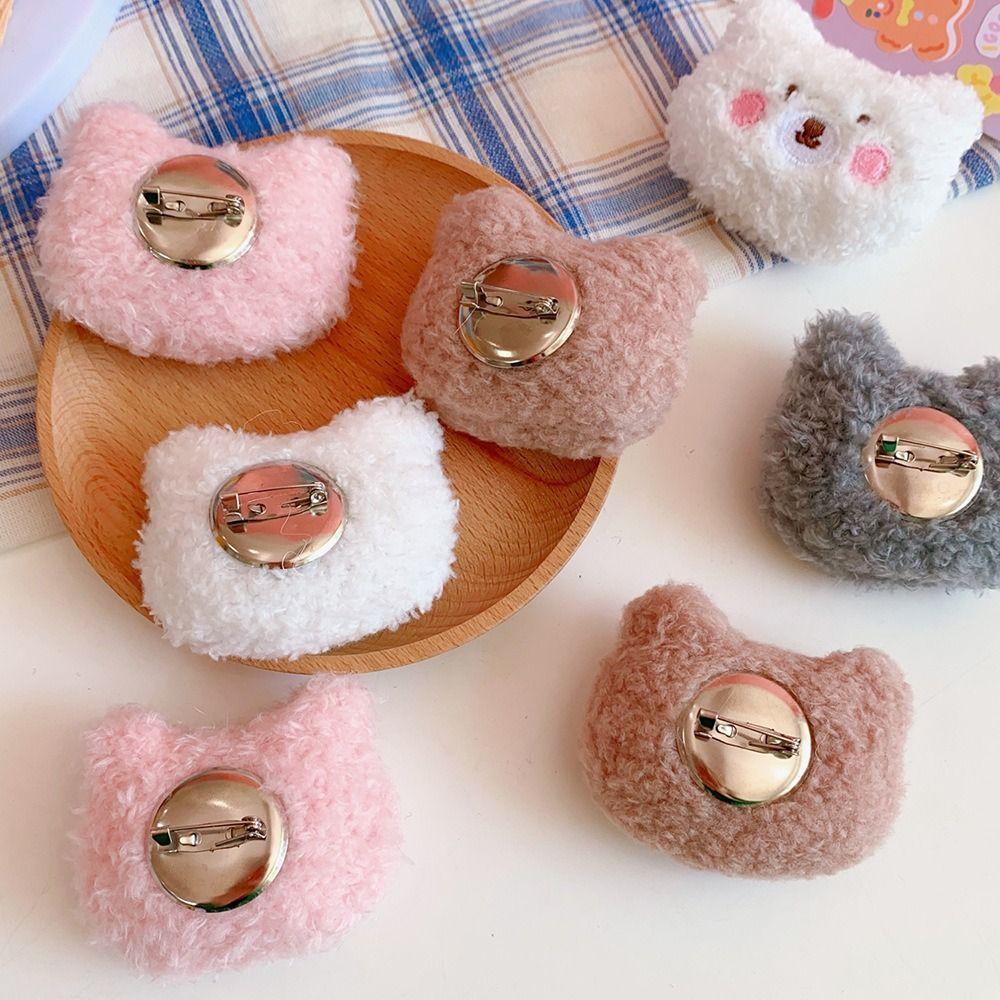 Cute Plush Bear Brooch Soft Clothes Badge DIY Decoration Accessories Animal Brooches  Girl