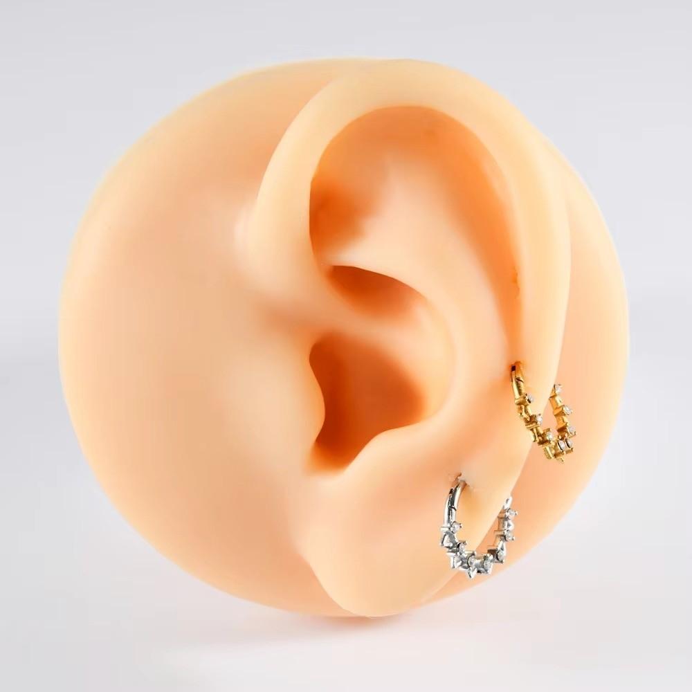 1PC Stainless Steel Septum Clicker Ring Heart Zircon Daith Piercing Ring Nose Piercing