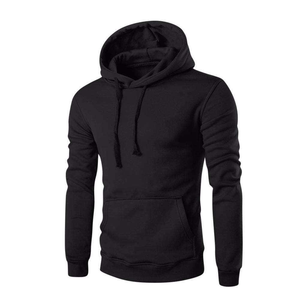 Men's Solid Color Hooded Sweatshirt Men's Casual Sports Long Sleeved Pullover Sweatshirt