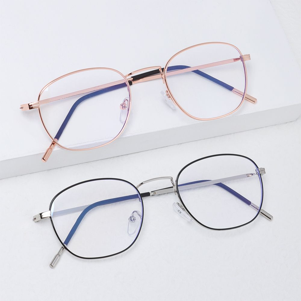 Protection Square Frame Metal Eyeglasses Anti-Blue Light Glasses Computer Goggles Ultra Light Frame