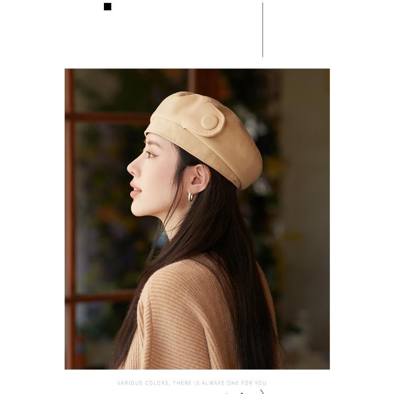 Осенне-зимняя новая шляпа, женский берет на пуговицах, осенне-зимняя шляпа художника, художественная ретро-шляпа Bud