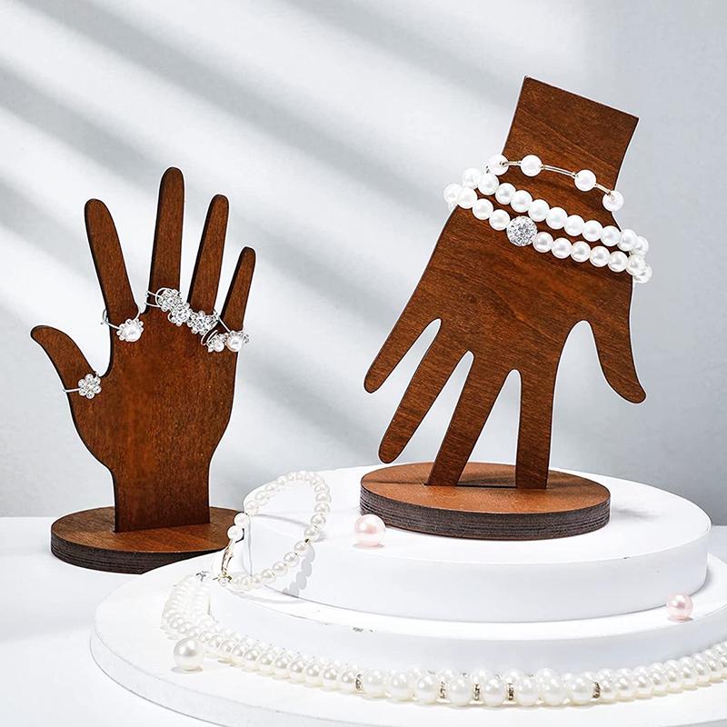 1 шт. стойка для ювелирных изделий в деревенском стиле, держатель для колец, ожерелье, держатель для хранения, ручная форма, съемный дисплей для браслета, деревянное украшение для рабочего стола