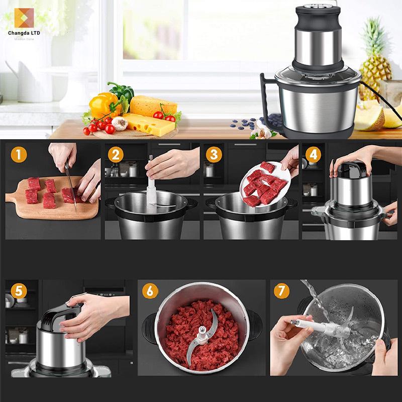 Многофункциональная мясорубка и кухонный комбайн из нержавеющей стали объемом 4 л (110 В / 220 В)