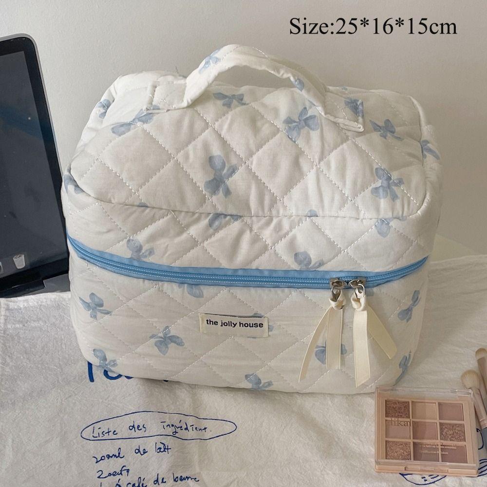 Сумка для хранения с принтом бантом, хлопковая сумка для макияжа, портативная сумка для хранения средств по уходу за кожей