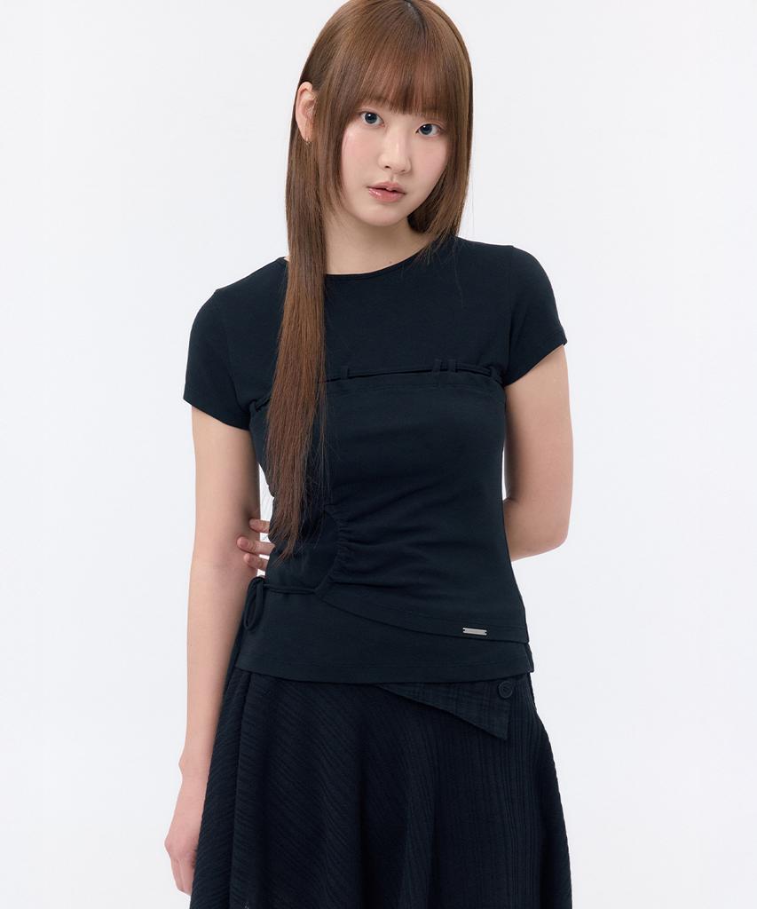 MISEKI SEOUL String Shirring Short Sleeve Black