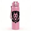 1PC Lion Head Black Silhouette Print 750ml Color Plastic Sports Water Bottle Leakproof Flip Straw Lid Suitable for Sports Office Home Use