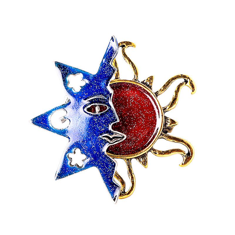 Брошь 'Бог Солнца' Винтажный Год Круглый Год Подарок Цветная Эмаль