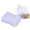 100 Pcs White Organza Gift Pouches Bags 10x15cm Sachets Drawstring Bags Wedding Organza Bag for