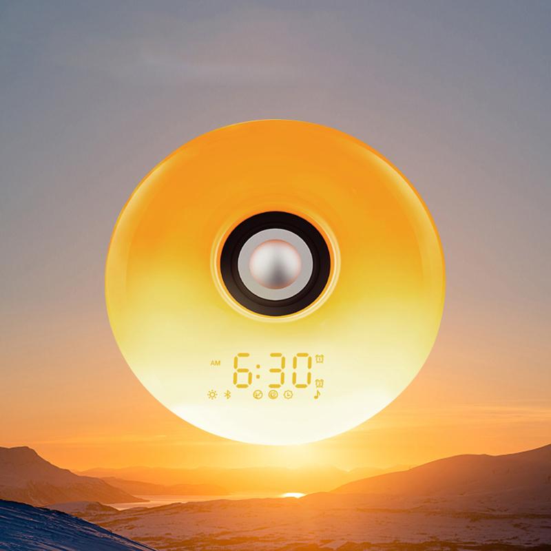 Awakening Light Alarm Clock Bluetooth Music Sunrise Simulation White Noise Machine Color Night Light Natural Sounds Sleep Aid