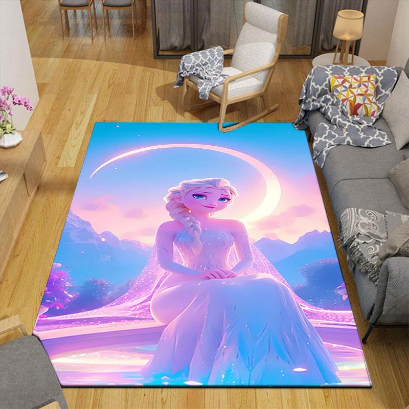 Frozen-themed floor protection rug, Elsa princess cartoon rug, suitable for room décor and as a gift.
