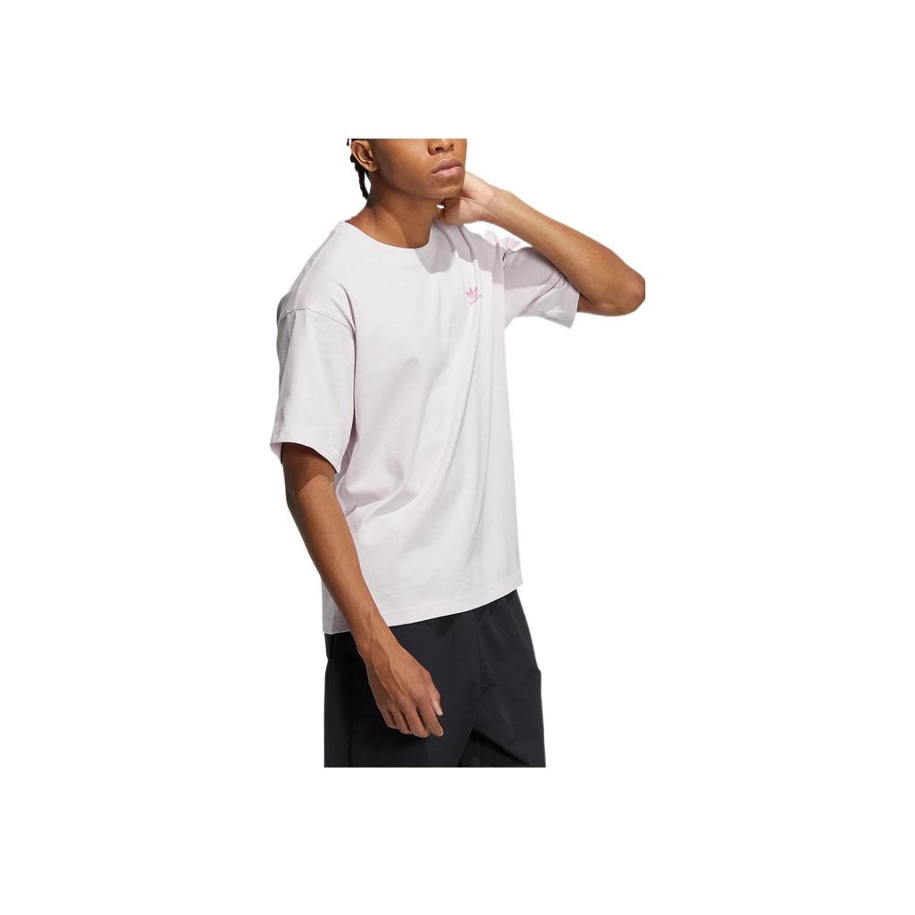 Adidas Оригинальный Трилистник с мультяшным принтом, свитер с круглым вырезом, короткий рукав, футболка унисекс, топы, розовый HY4683