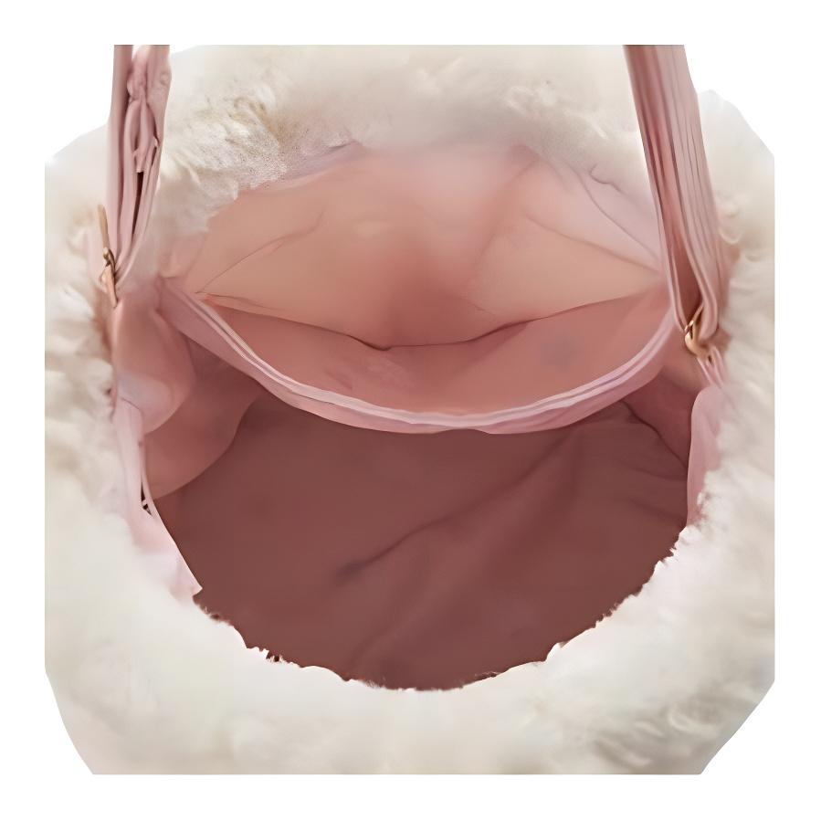 Disney Sherry May Plush Fabric Shoulder Bag Women Shoulder Bag White Pink 400060447652