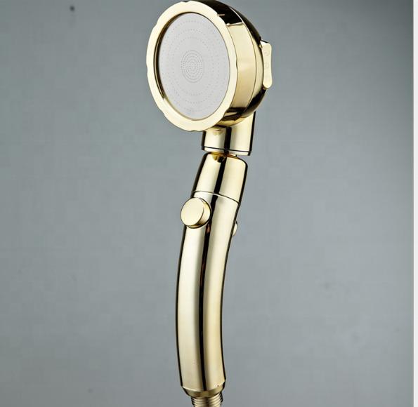 Pause Button 3 Settings Modern Water Saving 360 Degree Adjustable Gold Hand Shower Head