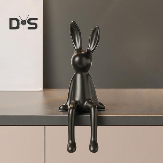 Sitting Figurine Ceramic Bunny Rabbit Sculpture Minimalist Bunny Statue For Counter Desk Bookshelf Home Bar Office Decoration