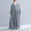 Plus Size Dress Summer Floral Flower Printing Long Dresses Loose Vacation Style Dress For Women