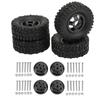 4WD Rubber Tires Aluminum Alloy Wheel Hub for WPL C14 C24 B14 B24 B16 B36 1 16 RC Car Upgrade PartBlack