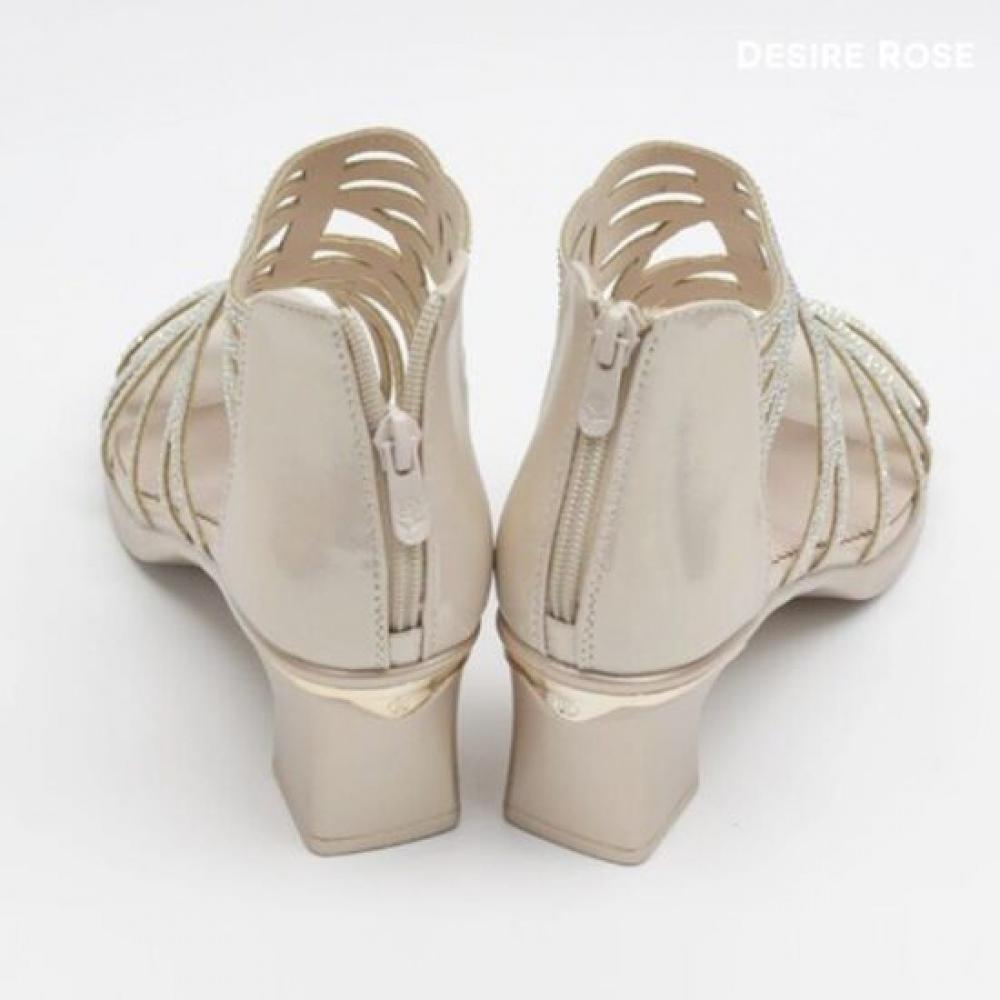 Desire Rose Women Sheer Back Zipper Ankle Sandal Heel 6cm