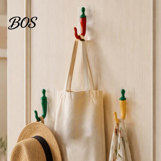 Small Item Wall Organizer 2PCS Chili Adhesive Hooks, Cute Decorative Punch-Free Hangers, Heavy Home Organization Supplies Duty Seamless Storage Hooks