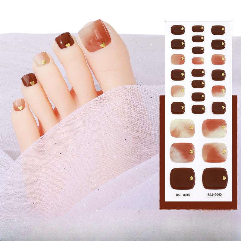 Полуотвержденные гелевые наклейки для ногтей на ногах, гелевые наклейки для маникюра на ногах, 3D запеченная световая терапия для ногтей