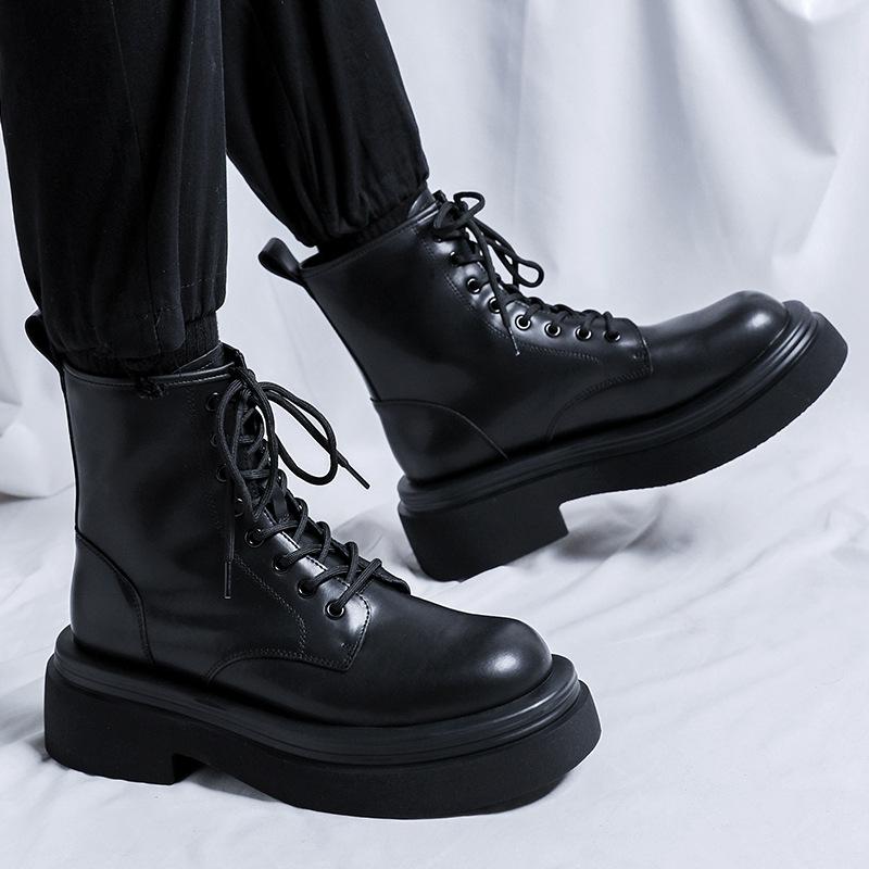 Мужские ботинки Fried Street Martin Boots 2025 года, осенне-зимние, круглые, с толстой подошвой, черные, в стиле знаменитостей из Интернета, 5012-R