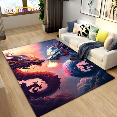 Изысканный коврик с 3D рисунком китайского дракона, ковер для дома, гостиной, спальни, дивана, коврик для двери, нескользящий напольный коврик для детских игр